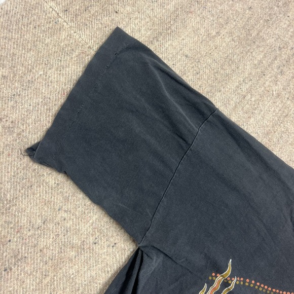 Vintage Aboriginal Rock Painting Shirt Mens Medium Black 1980s Australia - Picture 8 of 13